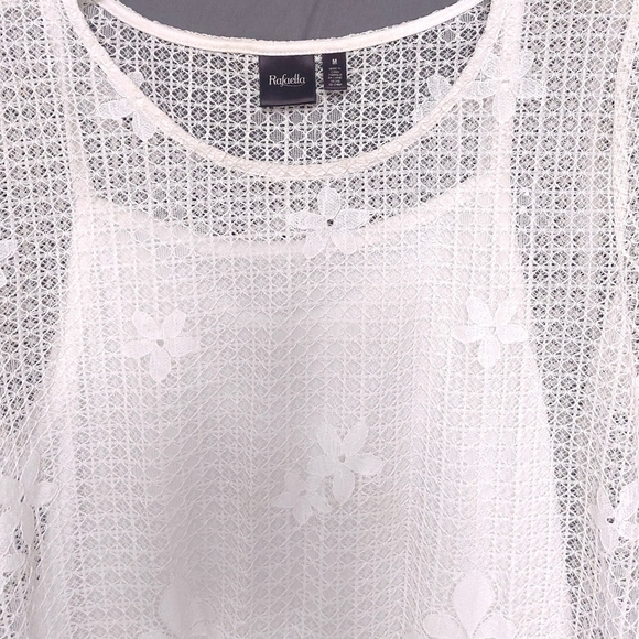 Rafaella Womens M White Crochet Over Attached Slip Tank Top - Picture 3 of 4